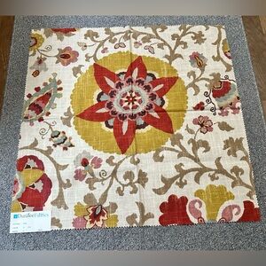 Duralee Fabric Sample Remnant 42150 Clay Suzani Floral Red Gold * FLAWS PEN MARK